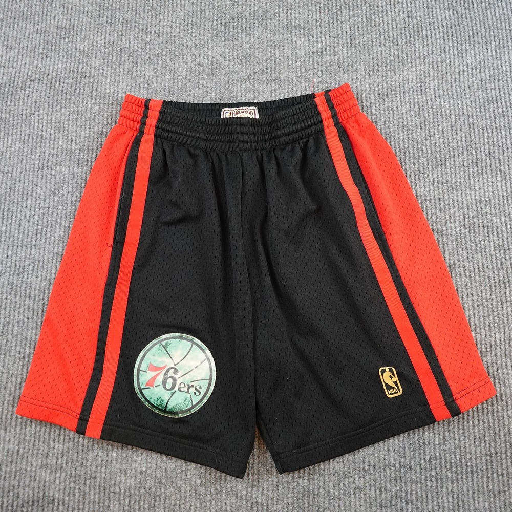 Philadelphia 76ers Shorts Mens Large Black NBA Basketball Mitchell Ness Swingman
